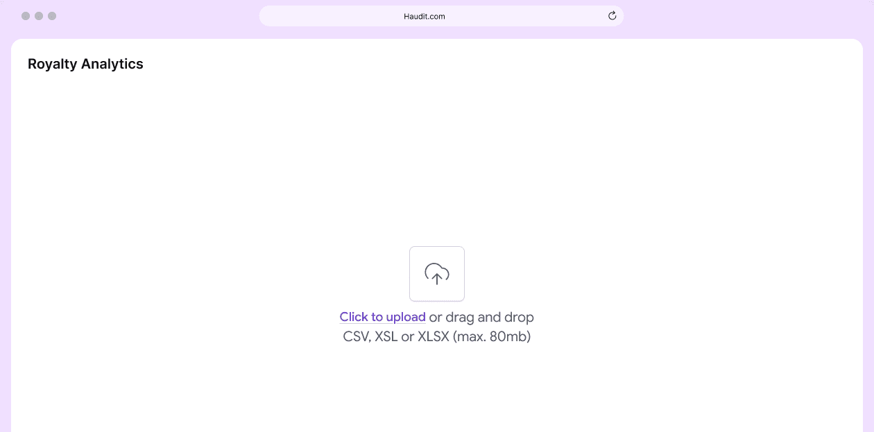Royalty analytics dashboard
